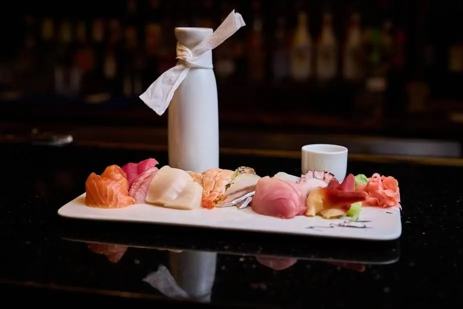 Sashimi platter and sake at Kings Sushi, Japanese Restaurant in Charleston